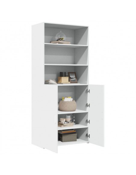 Credenza Bianca 80x42,5x185 cm in Legno Multistrato