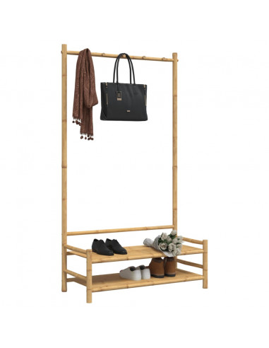 Appendiabiti con Ripiani 103x40x183 cm in Bambù