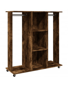 Armadio con Ruote Rovere Fumo 102x38x110cm in Legno Multistrato 2