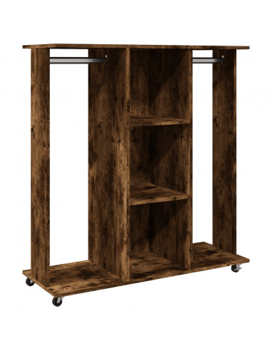 Armadio con Ruote Rovere Fumo 102x38x110cm in Legno Multistrato