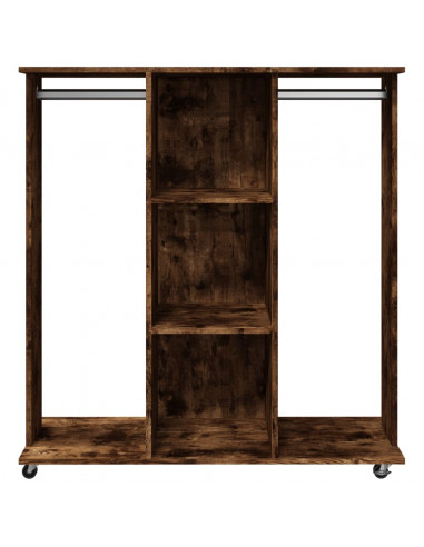 Armadio con Ruote Rovere Fumo 102x38x110cm in Legno Multistrato