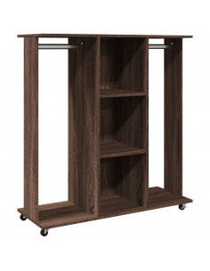 Armadio con Ruote Rovere Marrone 102x38x110cm Legno Multistrato 2