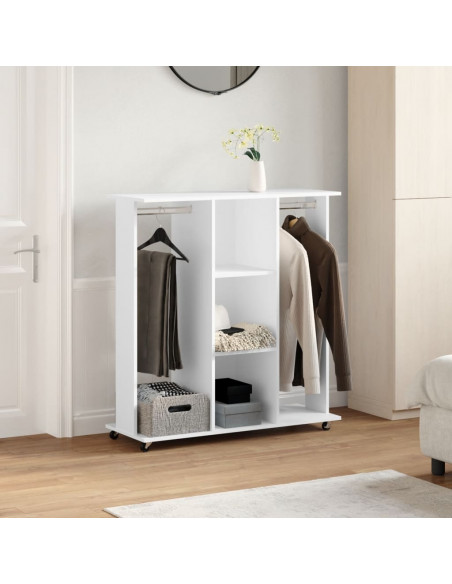 Armadio con ruote Bianco 102x38x110 cm in Legno Multistrato