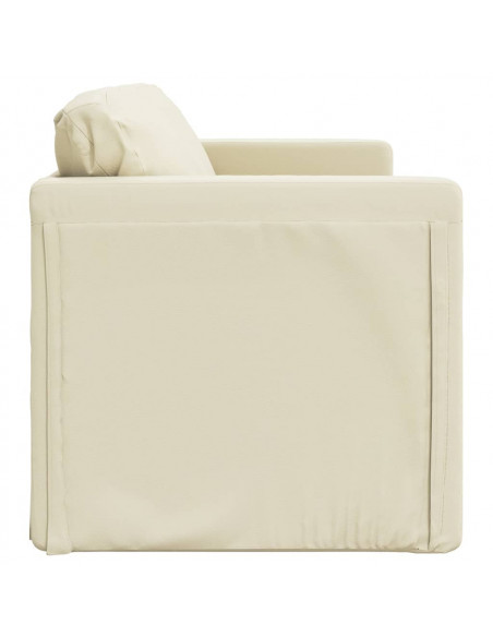 Divano Letto da Terra 2 in 1 Crema 112x174x55 cm Similpelle