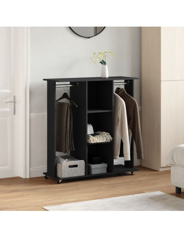 Armadio con Ruote Nero 102x38x110 cm in Legno Multistrato