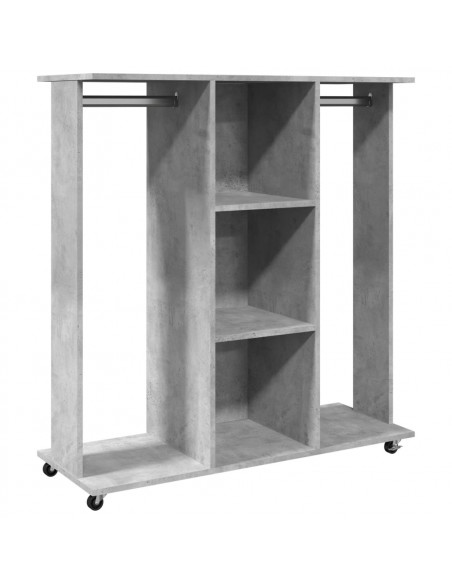 Armadio con Ruote Grigio Cemento 102x38x110cm Legno Multistrato