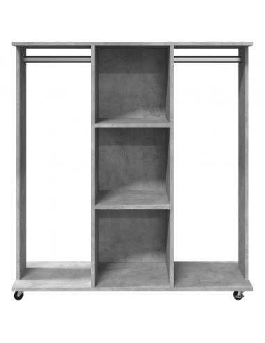 Armadio con Ruote Grigio Cemento 102x38x110cm Legno Multistrato