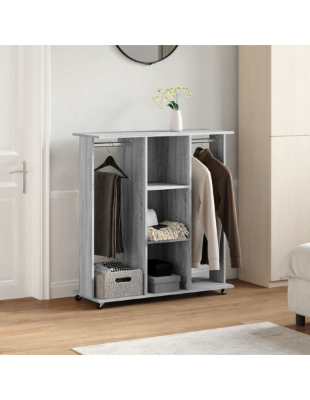 Armadio con Ruote Grigio Sonoma 102x38x110 cm Legno Multistrato