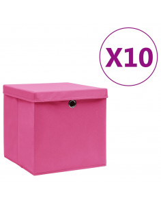 Contenitori con Coperchi 10 pz 28x28x28 cm Rosa 2