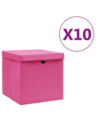 Contenitori con Coperchi 10 pz 28x28x28 cm Rosa