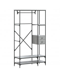 Appendiabiti con Scaffali Grigio Sonoma in Legno Multistrato 2