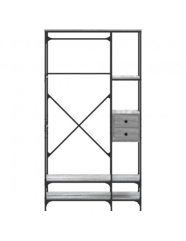 Appendiabiti con Scaffali Grigio Sonoma in Legno Multistrato