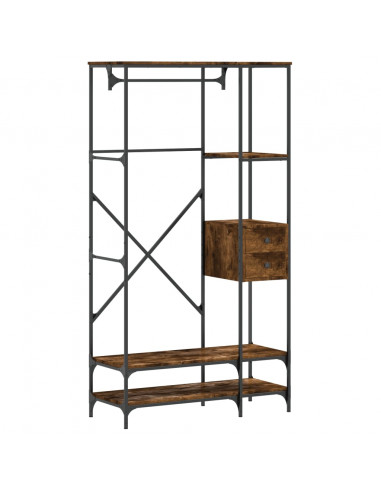 Appendiabiti con Scaffali Rovere Fumo in Legno Multistrato