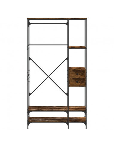 Appendiabiti con Scaffali Rovere Fumo in Legno Multistrato