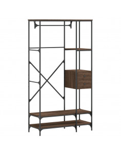 Appendiabiti con Scaffali Rovere Marrone in Legno Multistrato 2
