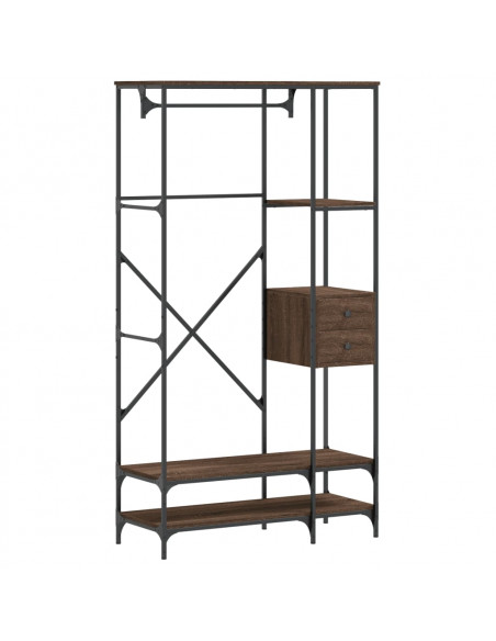 Appendiabiti con Scaffali Rovere Marrone in Legno Multistrato