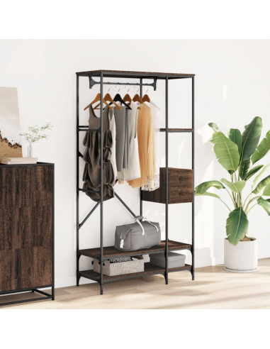 Appendiabiti con Scaffali Rovere Marrone in Legno Multistrato