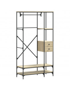 Appendiabiti con Scaffali Rovere Sonoma in Legno Multistrato 2
