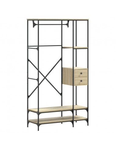 Appendiabiti con Scaffali Rovere Sonoma in Legno Multistrato