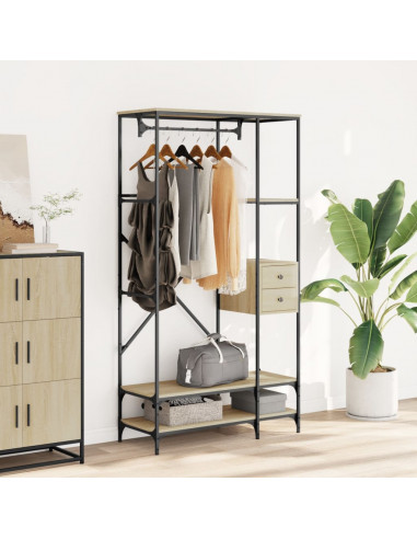 Appendiabiti con Scaffali Rovere Sonoma in Legno Multistrato