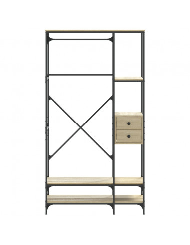Appendiabiti con Scaffali Rovere Sonoma in Legno Multistrato