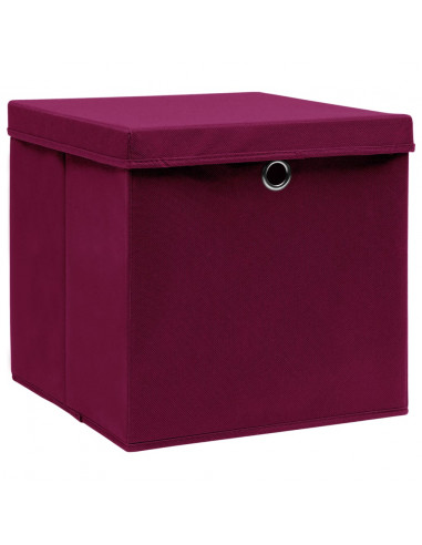 Contenitori con Coperchi 10 pz 28x28x28 cm Rosso Scuro