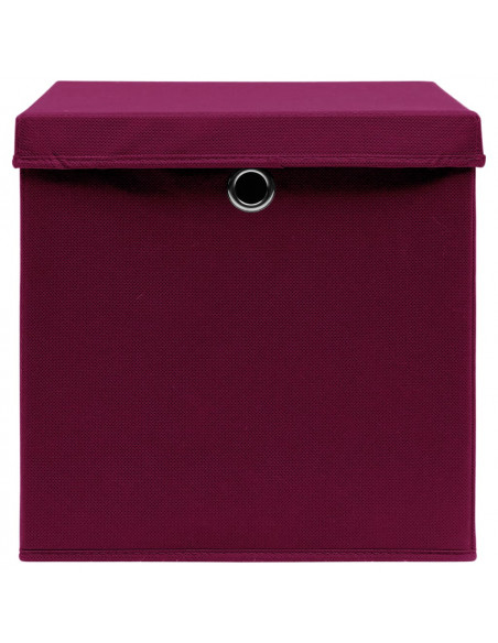 Contenitori con Coperchi 10 pz 28x28x28 cm Rosso Scuro