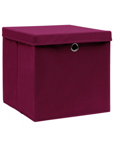 Contenitori con Coperchi 4 pz 28x28x28 cm Rosso Scuro