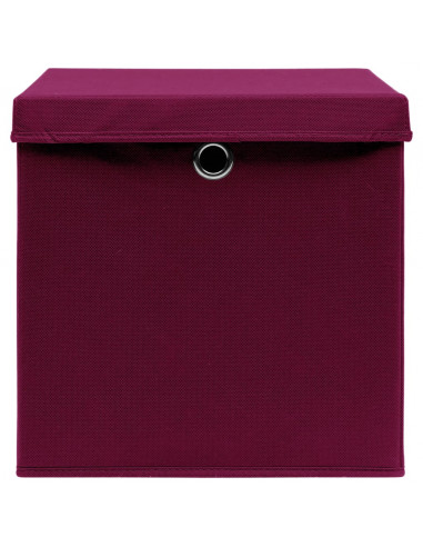 Contenitori con Coperchi 4 pz 28x28x28 cm Rosso Scuro