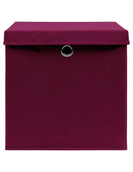 Contenitori con Coperchi 4 pz 28x28x28 cm Rosso Scuro