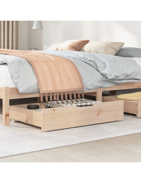 Cassettoni da Letto con Ruote 2 pz 80x55x16 cm in Legno di Pino