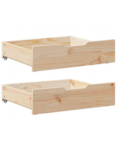 Cassettoni da Letto con Ruote 2 pz 75x55x16 cm in Legno di Pino