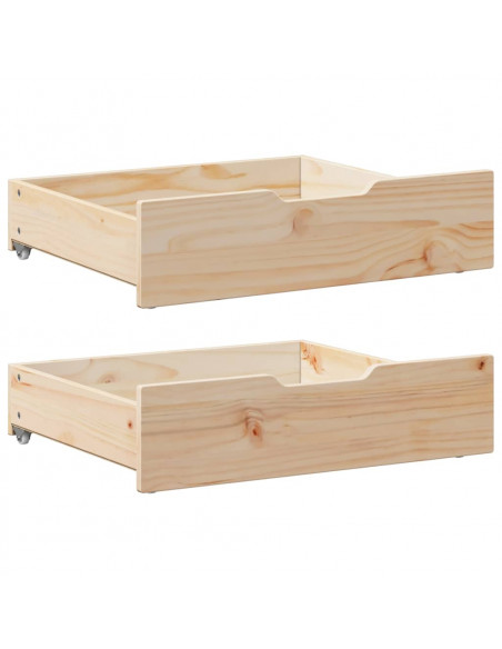 Cassettoni da Letto con Ruote 2 pz 75x55x16 cm in Legno di Pino