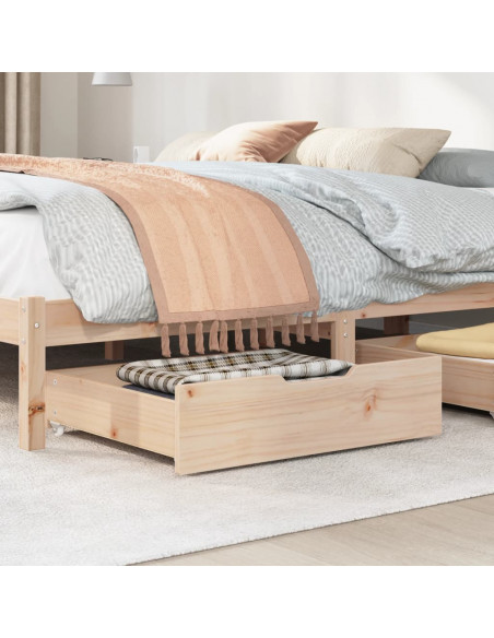 Cassettoni da Letto con Ruote 2 pz 75x55x16 cm in Legno di Pino