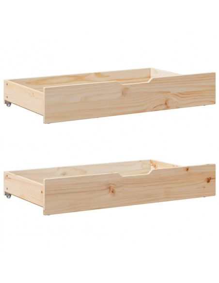 Cassettoni Letto con Ruote 2 pz 90x55x16 cm Legno Massello Pino