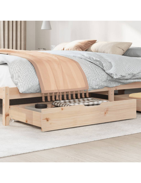Cassettoni Letto con Ruote 2 pz 90x55x16 cm Legno Massello Pino