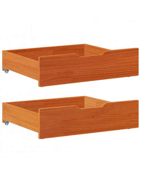 Cassettoni per Letto 2pz Marrone Cera 75x55x16 cm Legno di Pino
