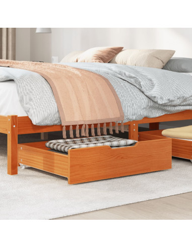 Cassettoni per Letto 2pz Marrone Cera 75x55x17 cm Legno di Pino