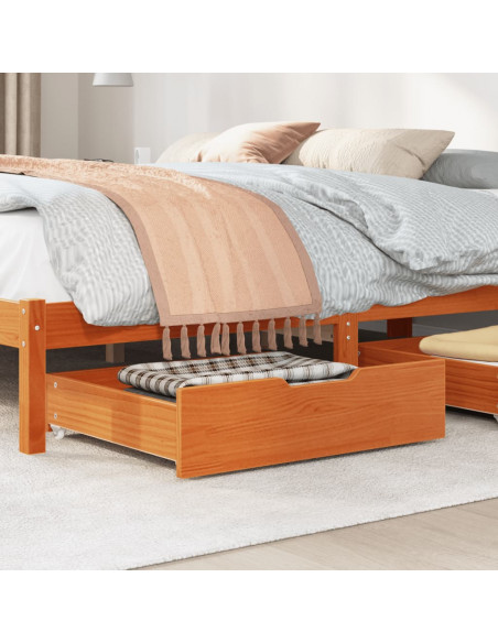 Cassettoni per Letto 2pz Marrone Cera 75x55x17 cm Legno di Pino