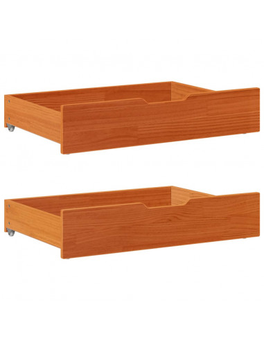 Cassettoni per Letto 2pz Marrone Cera 85x55x16 cm Legno di Pino