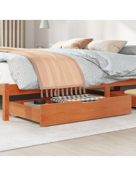 Cassettoni per Letto 2pz Marrone Cera 95x55x17 cm Legno di Pino