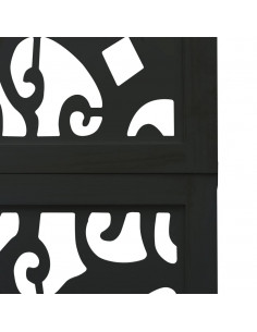 Divisorio Ambienti 4 Pannelli Nero Legno Massello di Paulownia