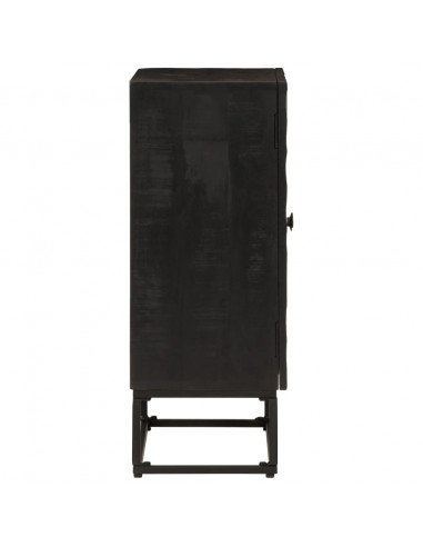 Credenza Nera 55x30x76 cm in Legno Massello di Mango e Ferro