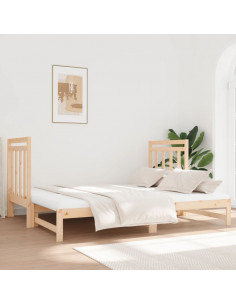 Dormeuse Estraibile 2x(90x190) cm Legno Massello di Pino