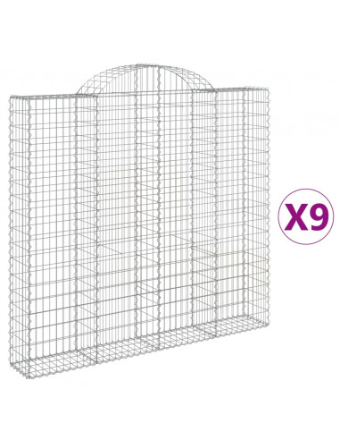 Cesti Gabbioni ad Arco 9 pz 200x30x180/200 cm Ferro Zincato