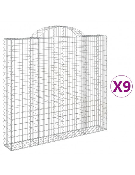 Cesti Gabbioni ad Arco 9 pz 200x30x180/200 cm Ferro Zincato