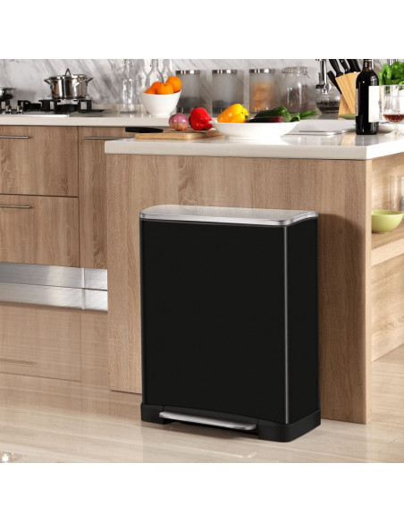 EKO Pattumiera a Pedale E-Cube 50 L Nero Opaco