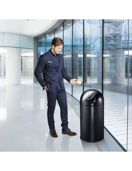 EKO Pattumiera con Coperchio a Pressione 40 L Nero Opaco