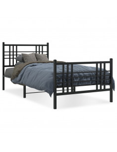 Giroletto con Testiera e Pediera Metallo Nero 100x190 cm 2