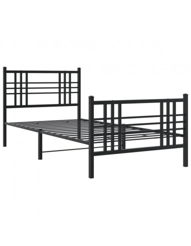 Giroletto con Testiera e Pediera Metallo Nero 100x190 cm